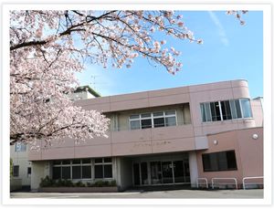 桜の咲く建物外観