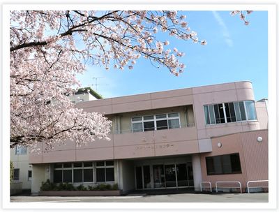 桜の咲く建物外観