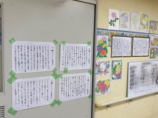 掲示物のある廊下  
