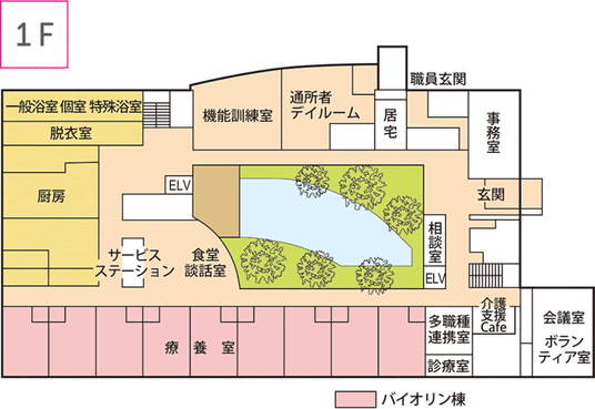 広々とした1階の見取り図