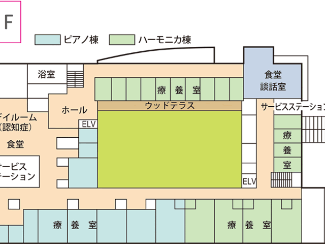 広い廊下の見取り図 廊下 施設内の各部屋が広々とレイアウトされています。移動もスムーズに行えます。