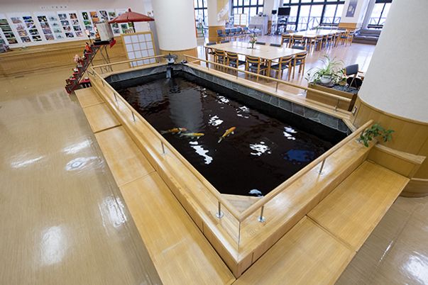 大きな池のあるラウンジ