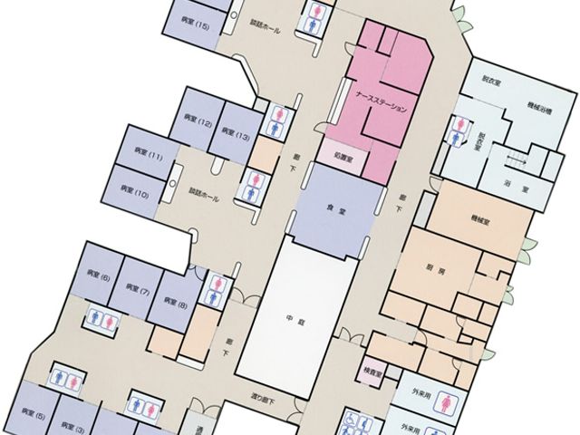 見取り図 内観 施設内の配置が一目で分かる図面です。どこに何があるか把握しやすく、効率的な作業をサポートします。