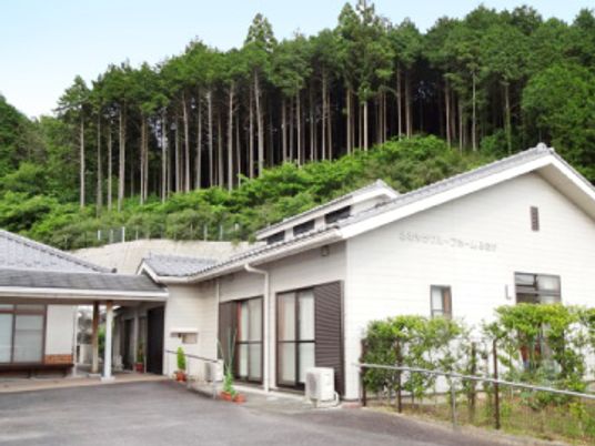 緑に囲まれた外観