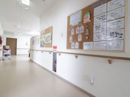 掲示物がある明るい廊下