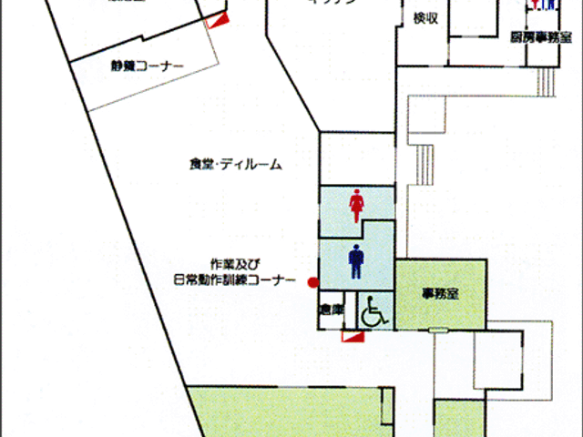 多目的室のレイアウト 多目的室 広々とした多目的室は、自由に使える設計です。イベントやレクリエーションにも最適です。