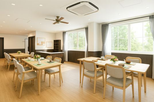 自然光が入る空間のダイニングルーム