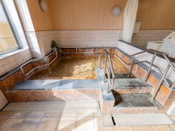 手すり付き温かみのある浴室