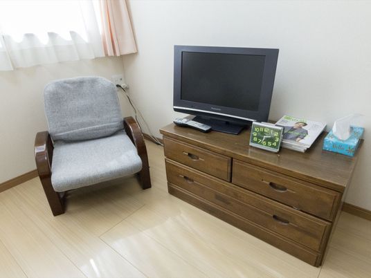 居室の椅子とテレビ