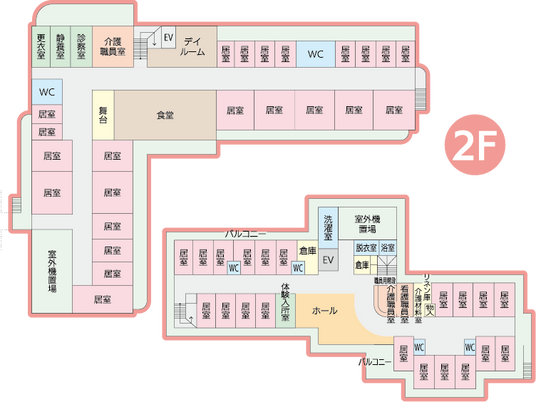 施設の2階見取り図