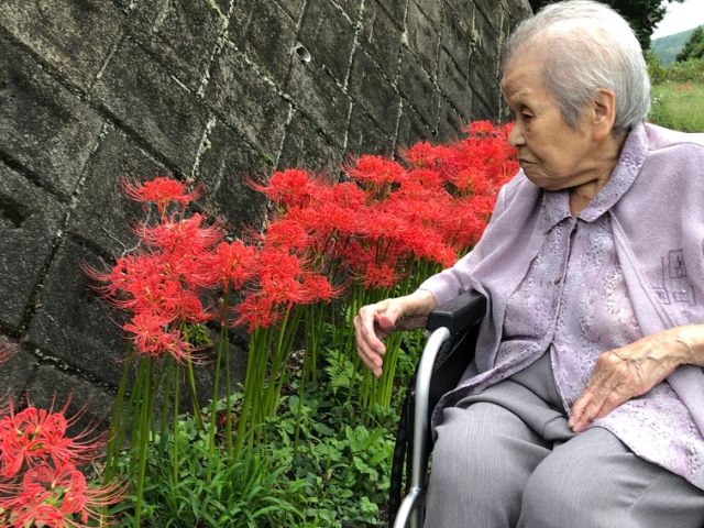 庭園で憩う老人 庭 自然あふれる環境でのびのびとご利用者のサポートをしませんか。心温まるひと時を一緒に作り上げましょう。