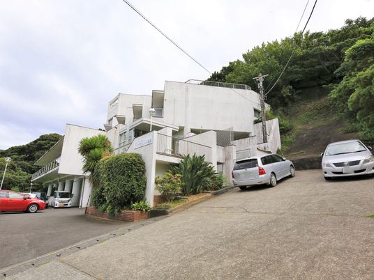 建物の外観と緑の植栽