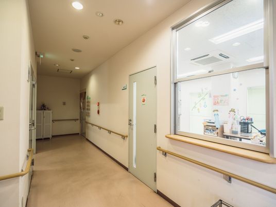 明るい廊下と掲示物