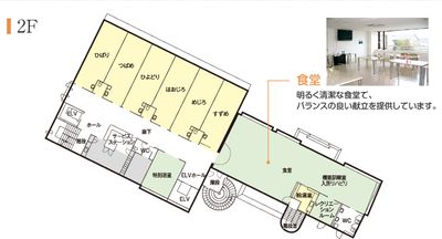 明るく清潔な食堂