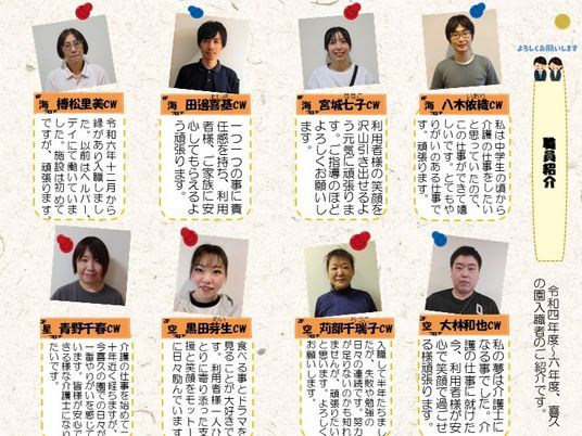 職員紹介の掲示物  