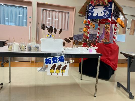 新商品の展示テーブル