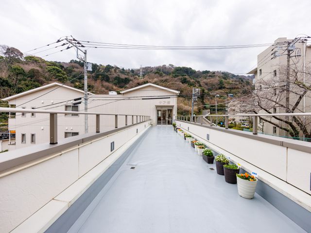 建物外観の小道 外観 周囲の自然と調和した建物です。見晴らしの良い小道は、訪れる人々に心地よさを提供します。