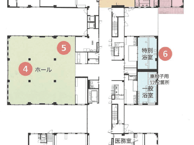 施設の見取り図 内観 全体がわかりやすい見取り図です。各エリアの配置が一目で理解できます。