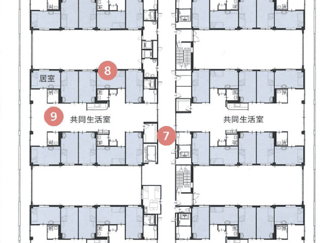 フロア図面 居室 明るく開放的な設計の居室が配置されています。計画的な作りで、快適な生活が送れます。
