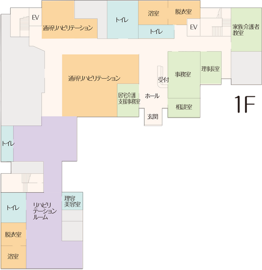 施設の1階間取り図