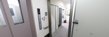 明るく開放的な職場の通路