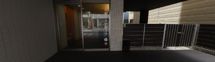 介護施設の玄関と外観