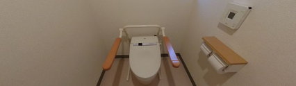 手すり設置の介護用トイレ内部