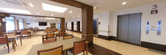 介護施設の内部、食堂と受付