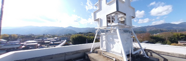 屋上から望む町と自然