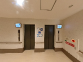 壁に飾りがある廊下