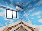 青空壁紙の明るい部屋