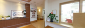 落ち着いた色合いの介護施設受付
