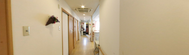 ケアホームの温かみのある廊下