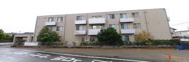 介護施設の外観と近隣風景