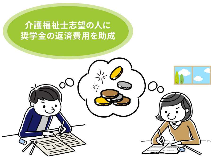 勉強しながらお金のことをイメージしている少年少女